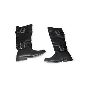 Banana Blues Black Faux Leather Moto Boots Size 8 1/2W